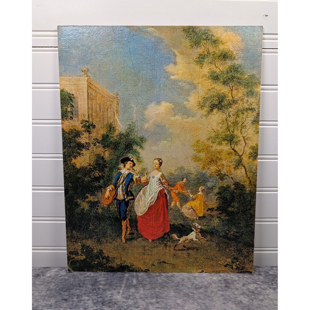 Classicism Vtg 1950 Lithograph Stock Art Print "A Walk in The Park" 11x14